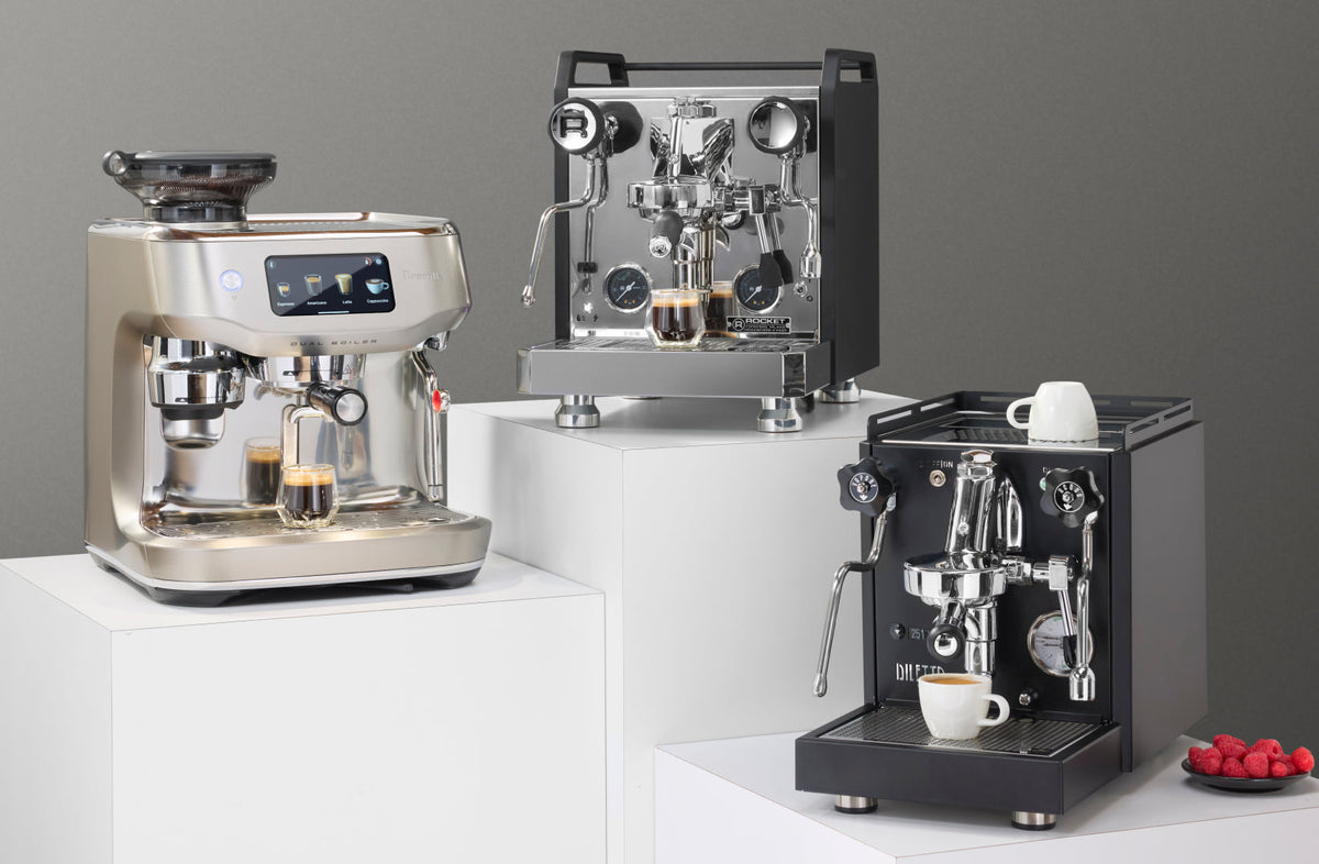 Breville Oracle Dual Boiler, Rocket Mozzafiato FAST V, and Diletta Bello+ advanced espresso machines - Seattle Coffee Gear