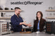 SCG latte art instructor Sean teaching beginner Grace to pour latte art at home
